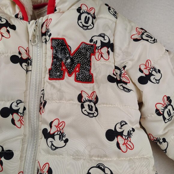 Disney Minnie Mouse Jacket Girls 3T Winter Puffer Sherpa Lined - Picture 4 of 13